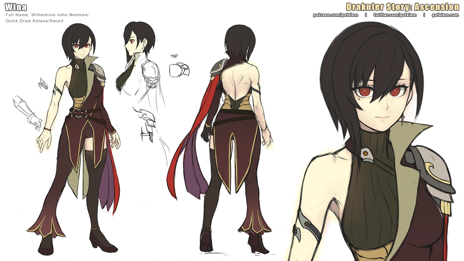 [2021] Wilhelmina "Wina" vohn Nemhain (Alt. Outfit) - Draknier Story Concept